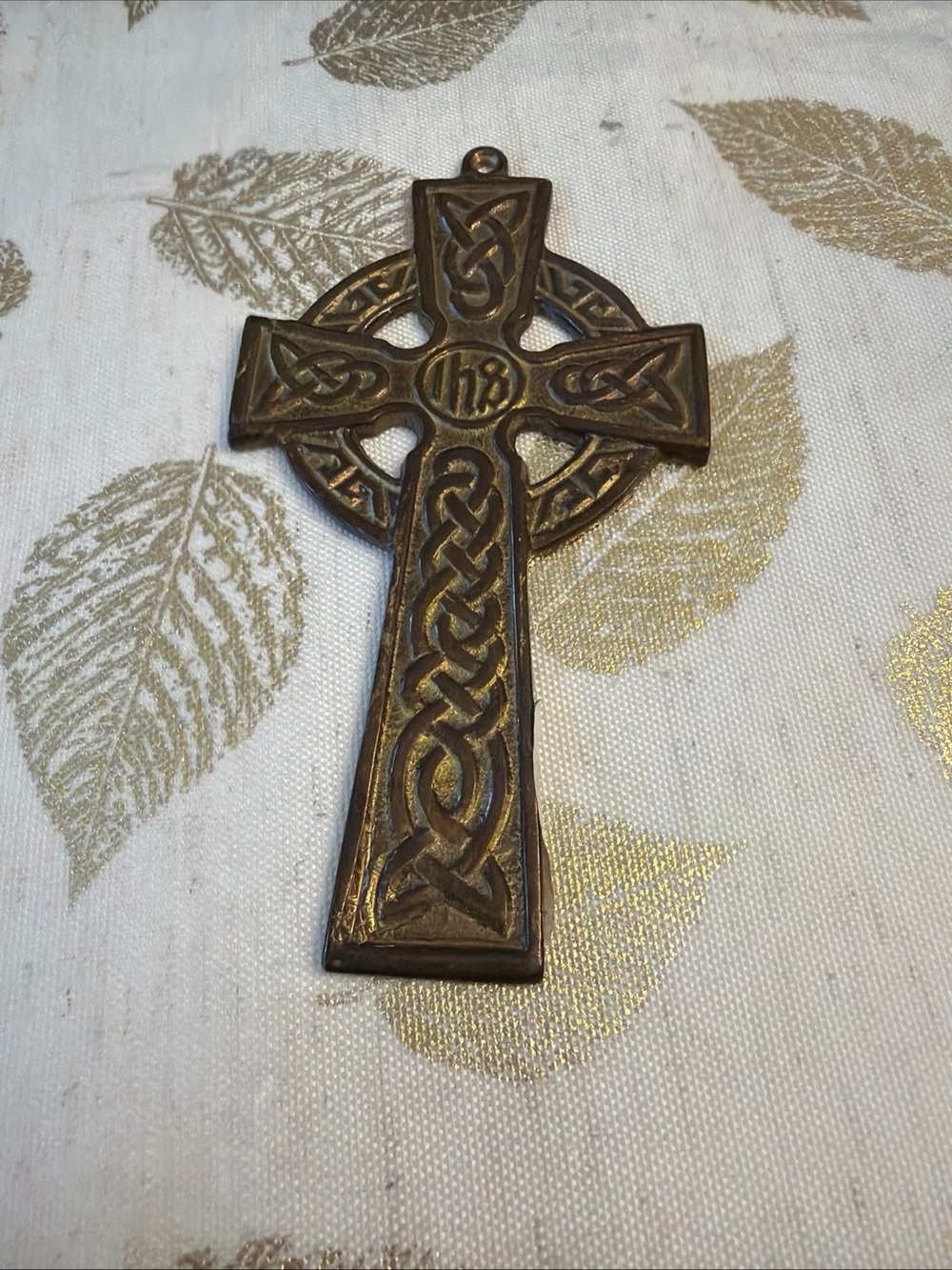 Celtic Knot Brass Cross Wall Hanging - Brass 6.75 inches